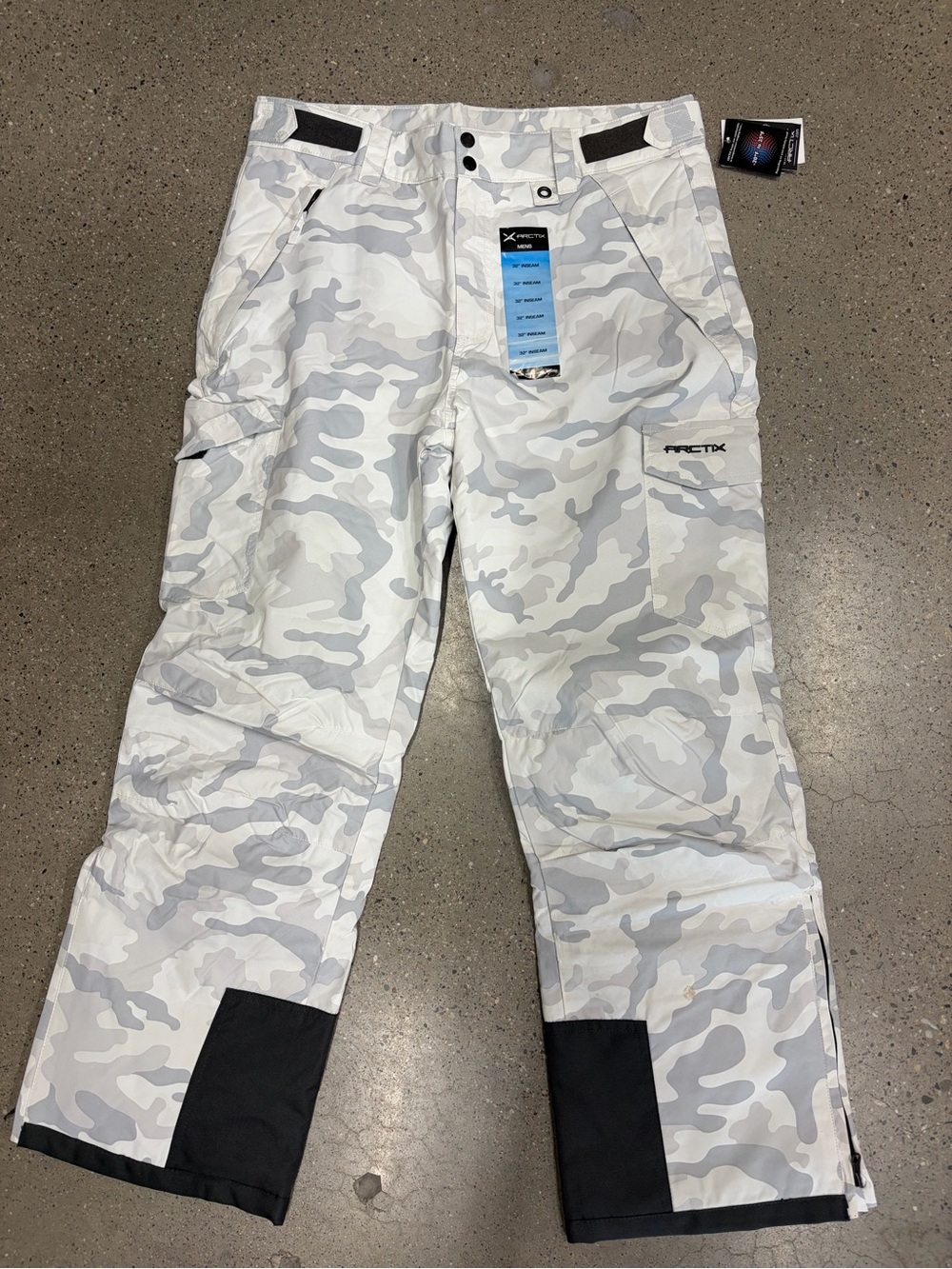 Arctix Men's Cargo Snow Pants in White Camo with Black Accents